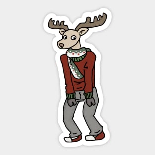 christmas reindeer with a scarf Sticker